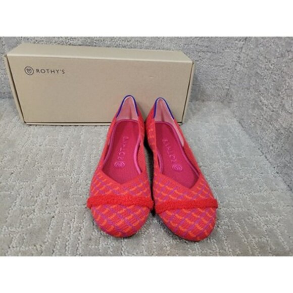 ROTHY’S Womens Size 8 Pomegranate Pink Textile Round Toe Slip On Ballet Flats - Picture 8 of 11